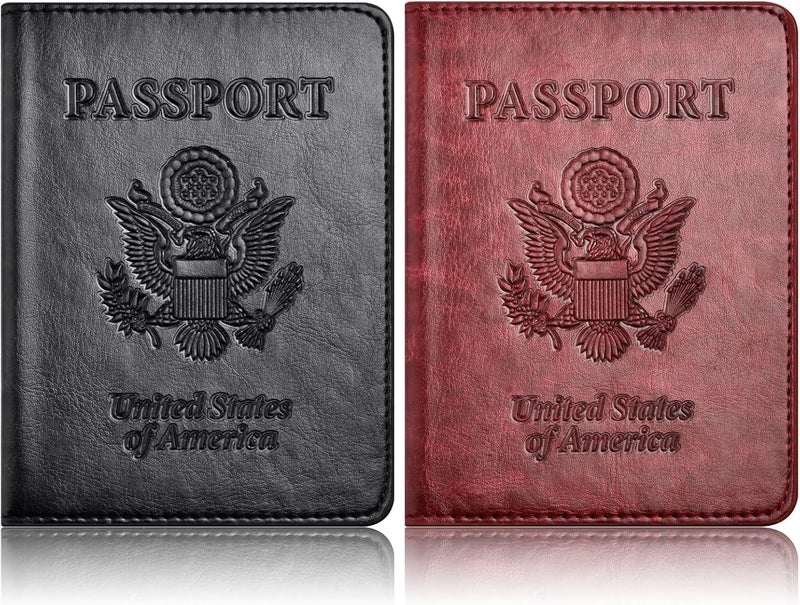 Eoehro Passport Holder for Travel Essentials-2Pack, Passport Wallet Cover Case for Travel Must Haves Accessories,Passport Book Holders for Women and Men - Image 1